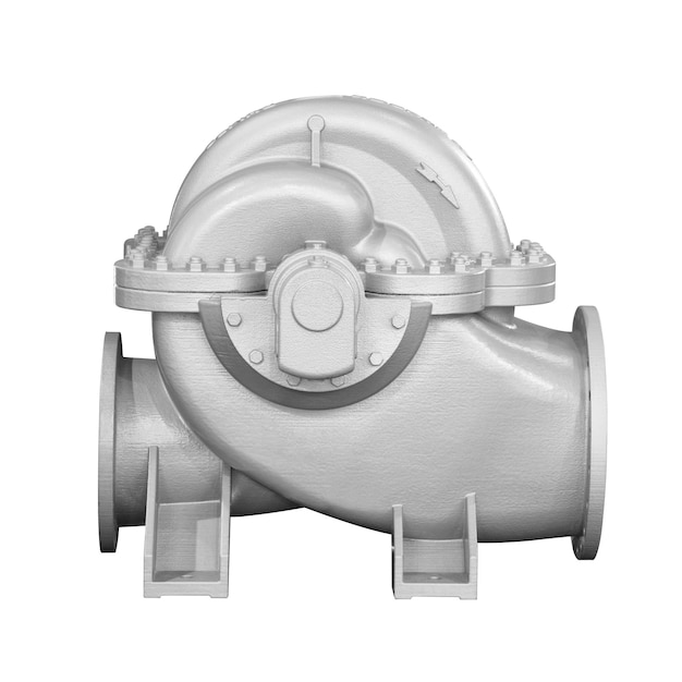 Close up detail cross section impeller inside of electric centrifugal pump or blower for industrial