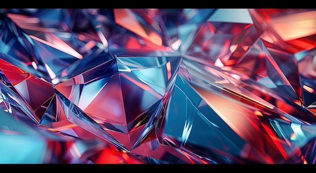 a close up of a diamond shaped object with red and blue colors