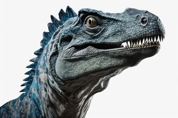 Close Up of a Dinosaur Against a White Background