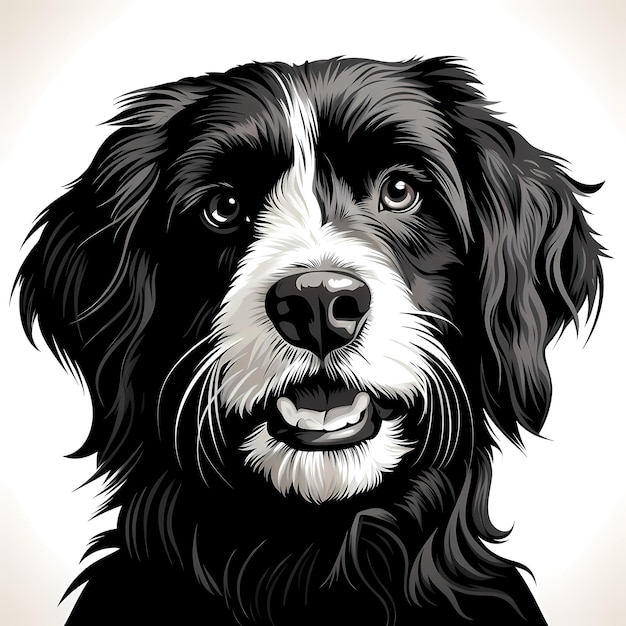 Close up of dog's face on white background Generative AI