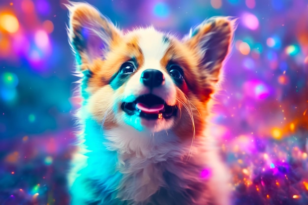 Close up of dog's face with blurry background Generative AI