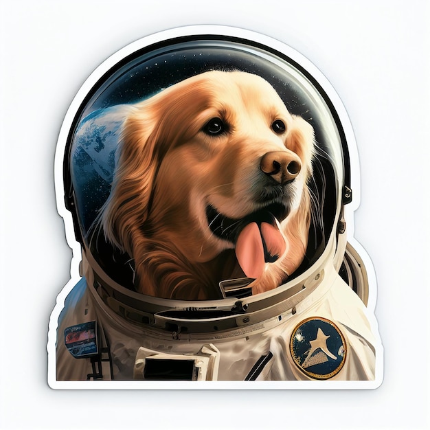 Close up of dog in space suit with helmet generative ai