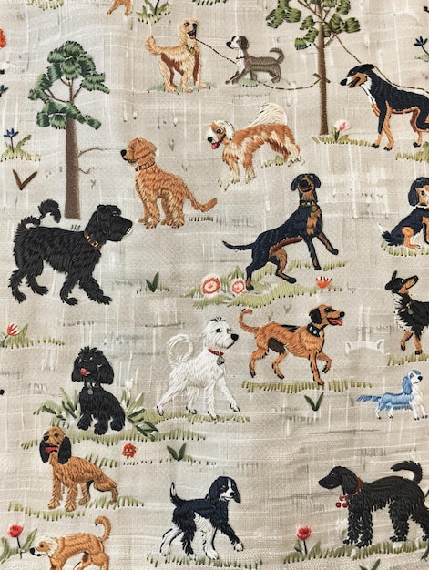 a close up of a dog themed fabric with dogs on it generative ai