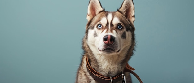 Close up of dog wearing collar