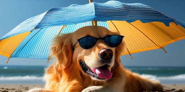 Close up of dog wearing sunglasses generative ai