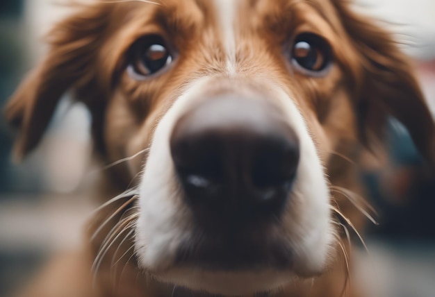 Close up of a dogs nose and muzzle portrait