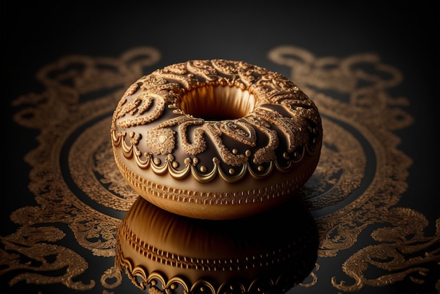 Close up of a doughnut on a table