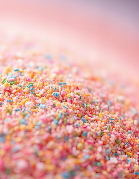 a close up of a doughnut with colorful sprinkles