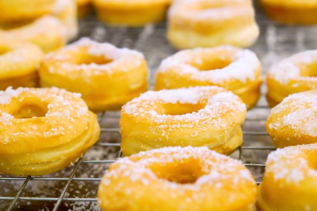 Close up of doughnut with sugar on top