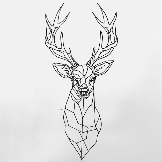 a close up of a drawing of a deer with a geometric design generative ai