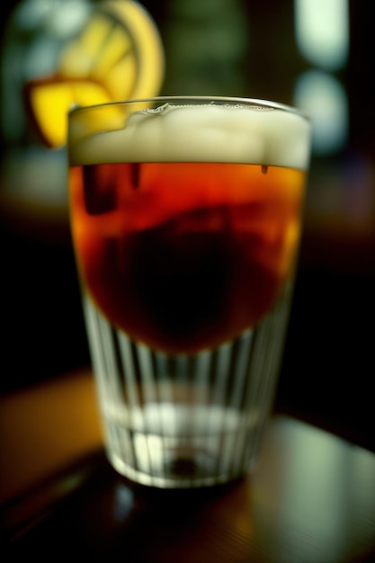 A Close Up Of A Drink In A Glass On A Table