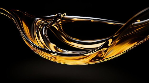 Close up of a drop of oil creating ripples isolated black background