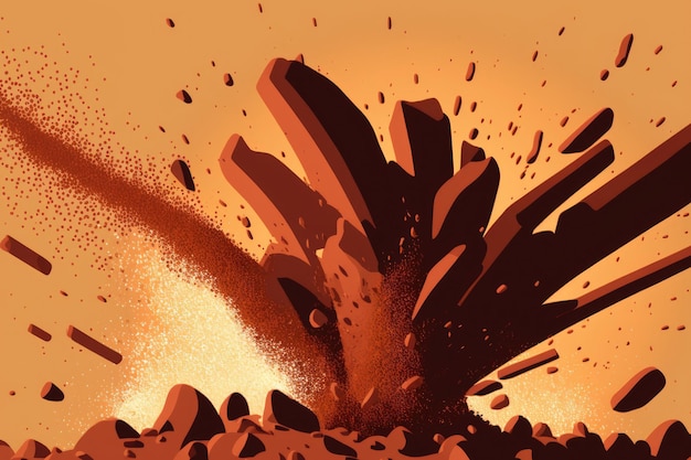 Close up of a dry cocoa powder explosion