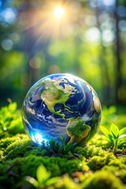 Close up earth on nature background ESG Environmental social and corporate governance concept Nature onservation Ecology Social Responsibility and Sustainability