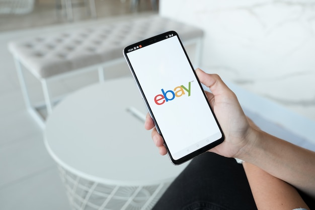 Close up of ebay app on a smartphone screen