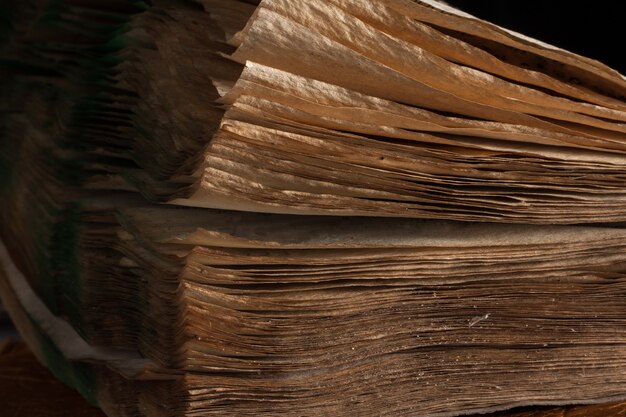 Close up of edges of the pages of old vintage book