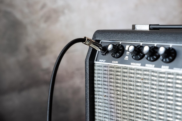 Close up of electric guitar amplifier