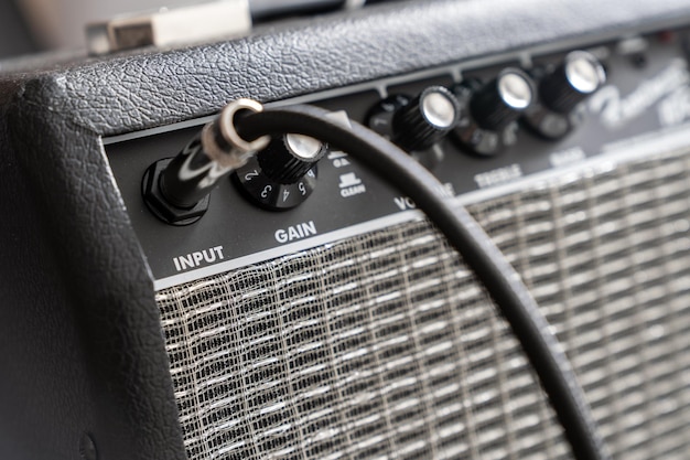 Close up of electric guitar amplifier