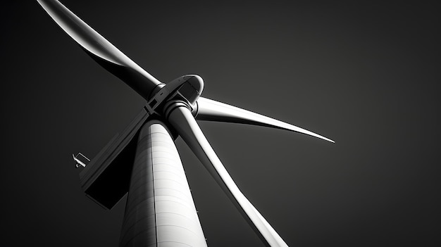 Photo close up of electrical wind turbine black and white