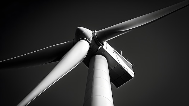 Photo close up of electrical wind turbine black and white