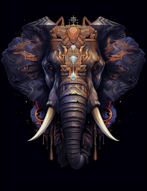 A close up of an elephant with a cross on its head generative ai