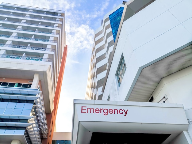 Close up of the emergency hospital building.