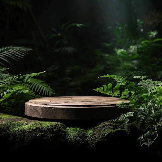 close up of an empty round podium in nature