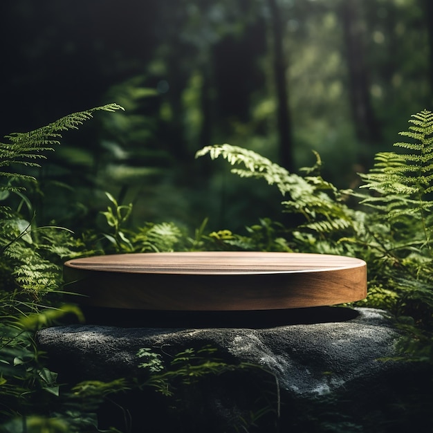 close up of an empty round podium in nature