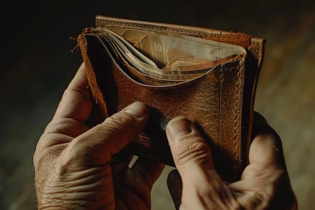 Close Up of Empty Wallet in Hands for Financial Concept