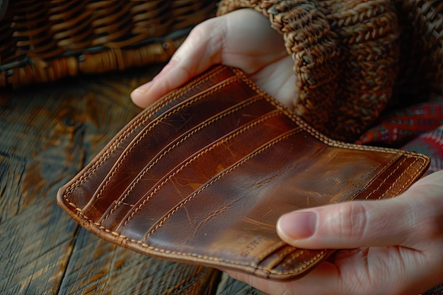 Close Up of Empty Wallet in Hands for Financial Concept