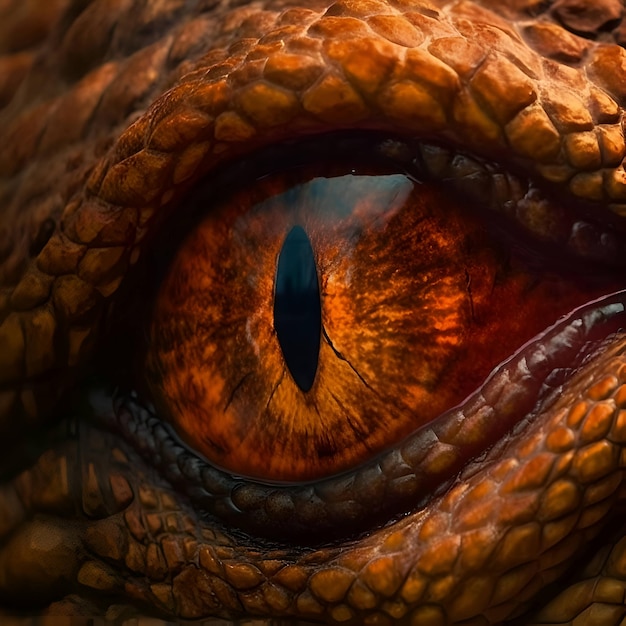 Close up of the eye of a dinosaur Macro shot Selective focus