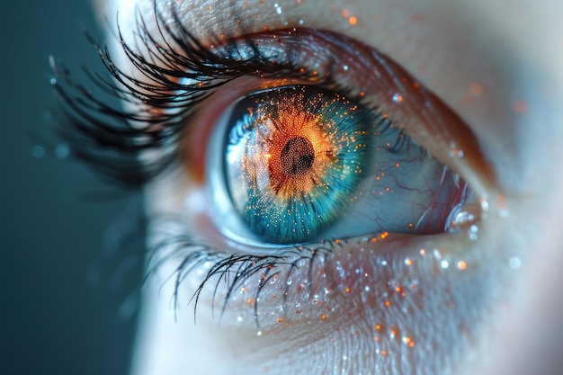 Close up of eye with blue iris