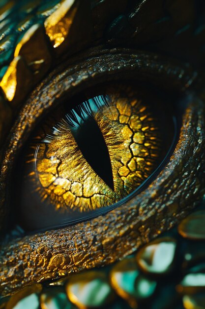 Photo a close up of an eye with a gold colored background