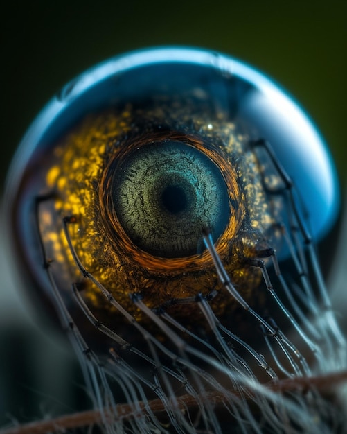 A close up of a eye with a macro lens