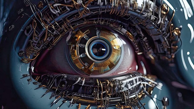 A close up of an eye with the word ai on it