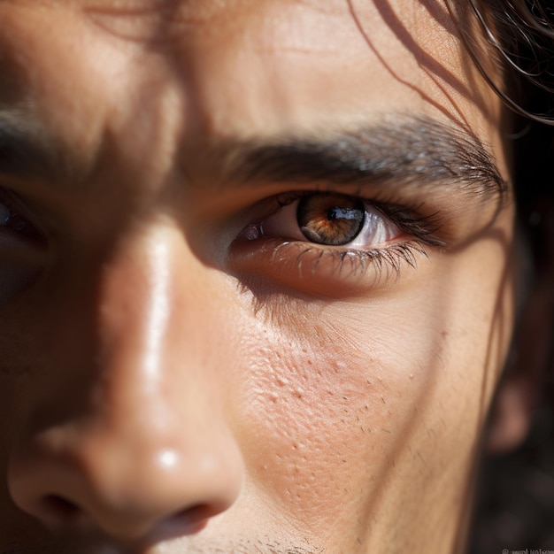 close up of eyes male tired dark brown eyes olive 2