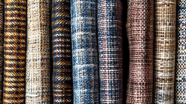 Close up of fabric swatches in a variety of colors and textures