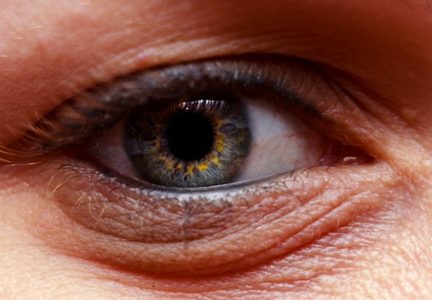 Close up on face of Caucasian woman with clear eyes