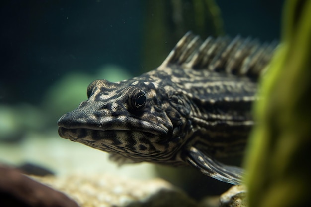 A close up face of pleco fish photo