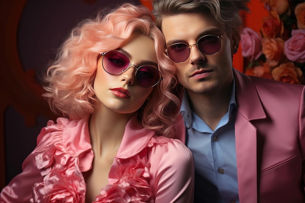 Photo close up fashion portrait of couples valentines day concept