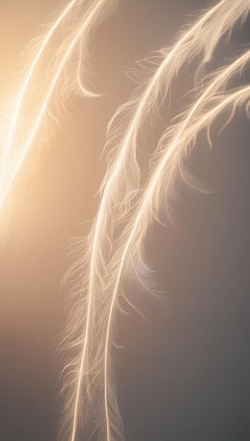 Photo a close up of a feather on a light background