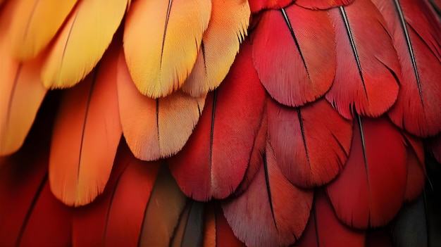 Photo a close up of feathers that are red orange