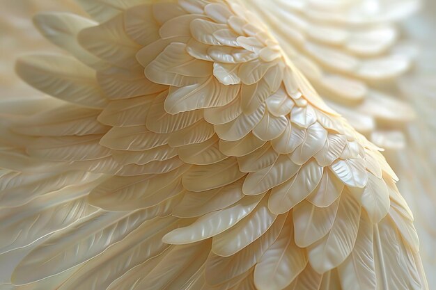 A close up of a feathery wing with many white feathers visible