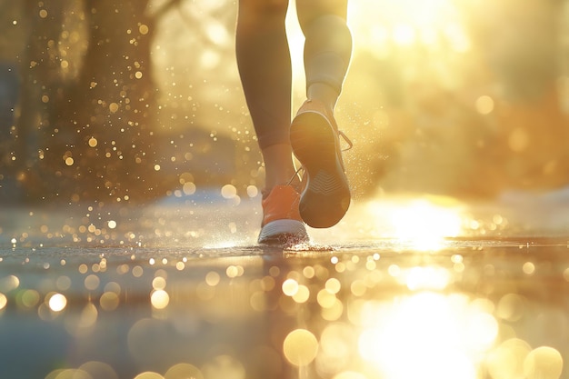 close up of female feet woman running