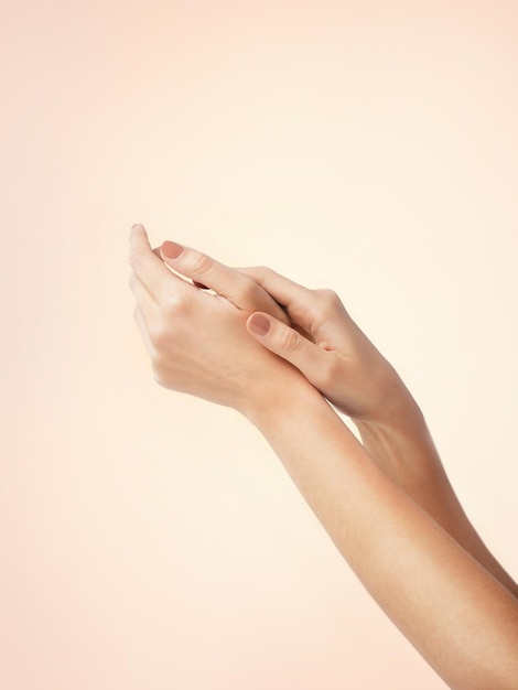 close up of female soft skin hands