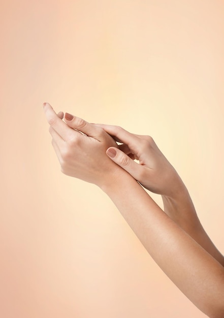 close up of female soft skin hands