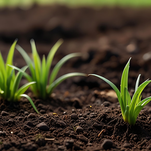 Photo a close up of a field with a few plants growing out of it