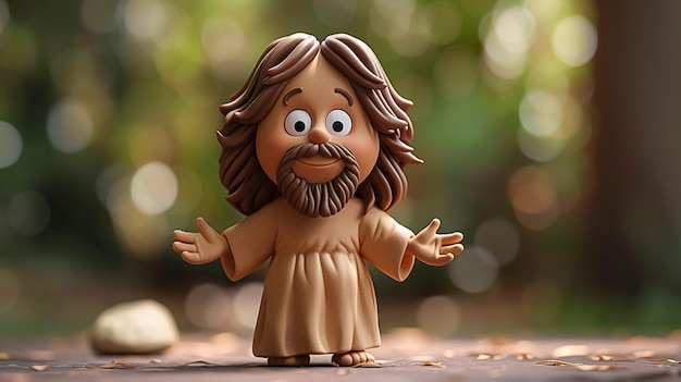 Photo a close up of a figurine of jesus with a brown robe