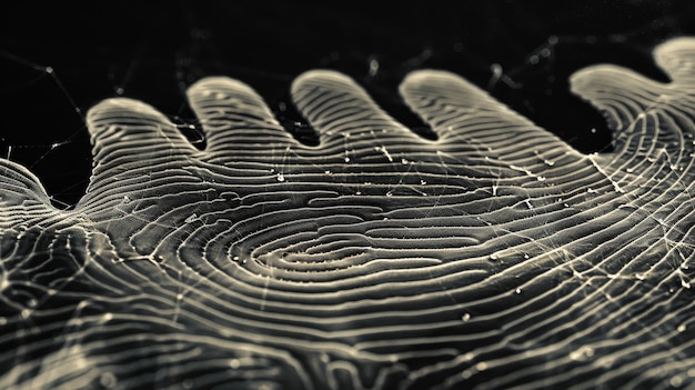 Photo a close up of a fingerprint with a spider web pattern the image has a mood of mystery and intrigue