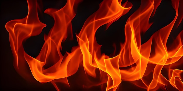 Close up of fire flames on black background hellfire background Generative AI